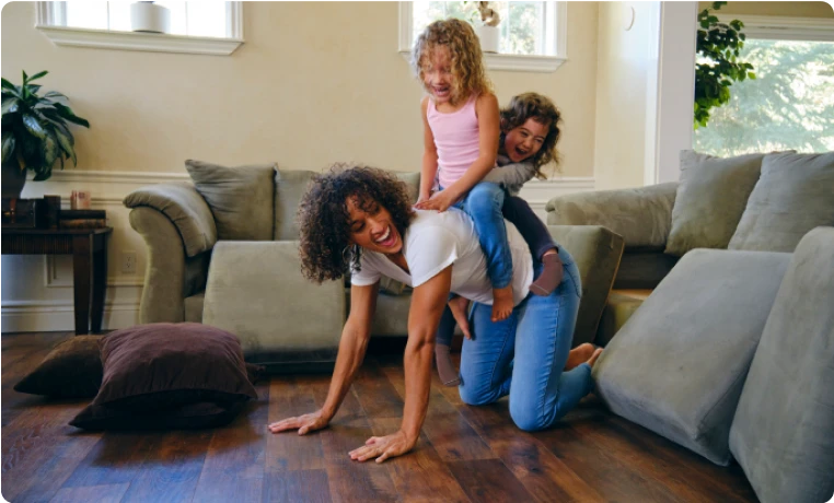 family enjoying time together on new floors